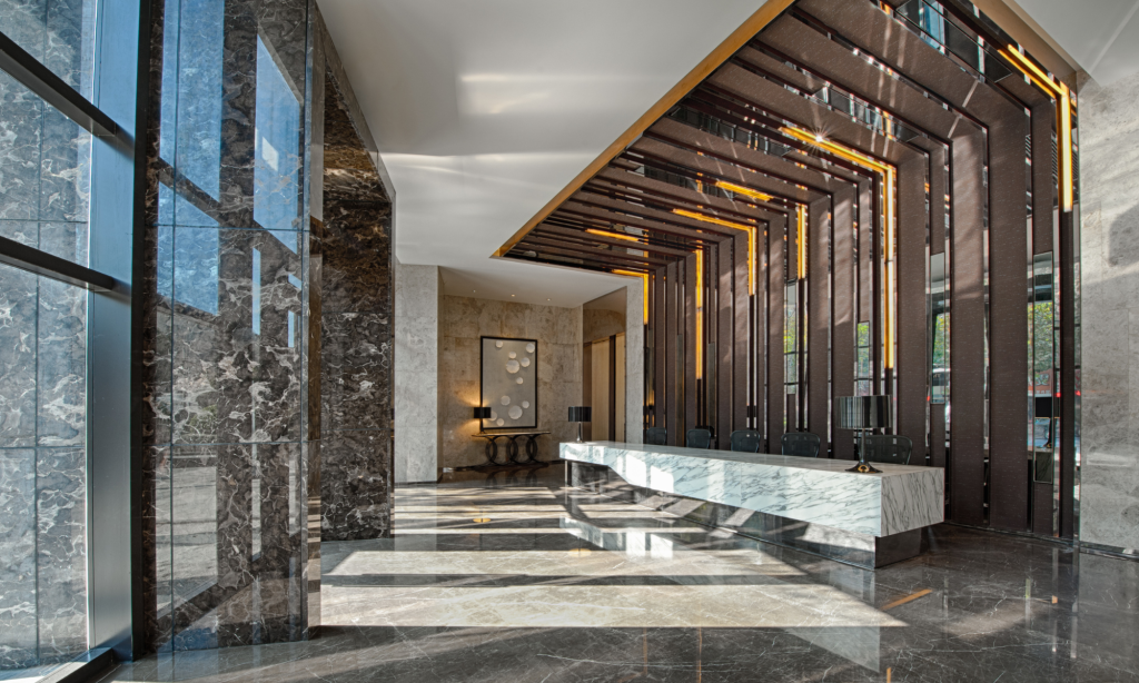 Classy Hotel Foyer with Vacuum Glazing installed