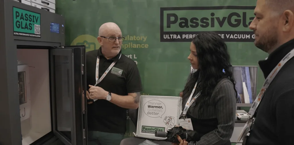 Ian Henderson demonstrates the PassivGlas sound booth